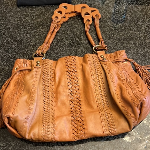ISABELLA FIORE Brown Braided Soft Italian Leather Hobo Shoulder Bag - Picture 5 of 10
